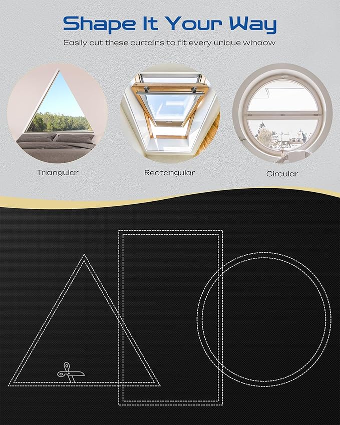 35" W x 60" L 100% Portable Blackout Curtains, Total Darkness No-Drill Black Out Window Cover,Temporary Blackout Shades with Hook & Loop Tape, for Bedroom, Nursery, Dorm, Travel (Black)