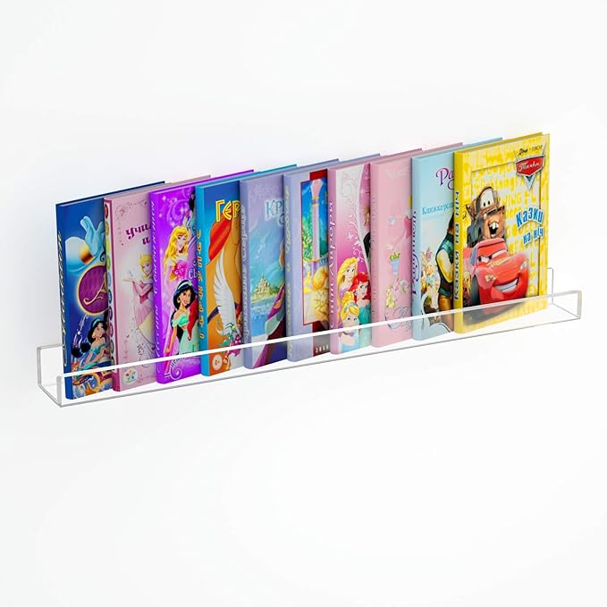 NIUBEE Kids Acrylic Floating Bookshelf 36 Inch,Clear Invisible Wall Bookshelves Ledge Book Shelf,50% Thicker with Screwdriver