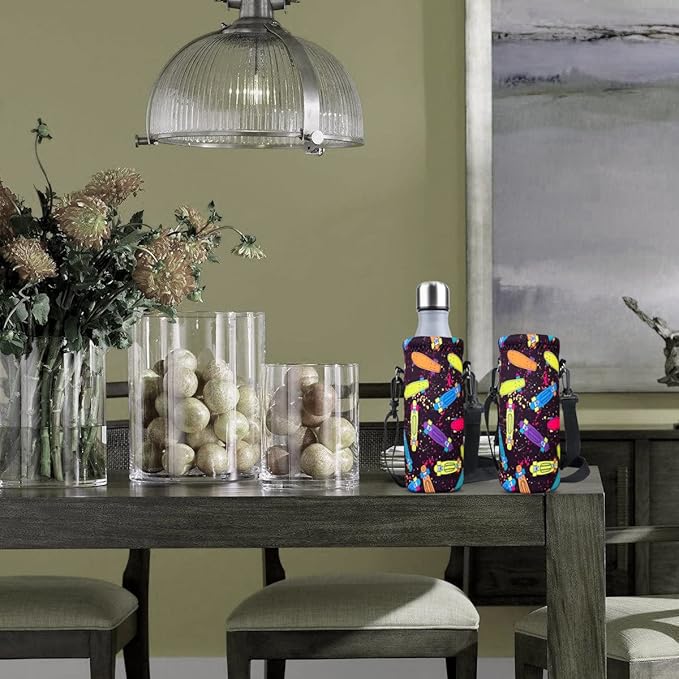 Neoprene Water Bottle Carrier Bag with Adjustable Shoulder Strap for Men Women Walking Hiking,Portable Insulated Holder Case for Stainless Steel/Glass/Plastic Bottles