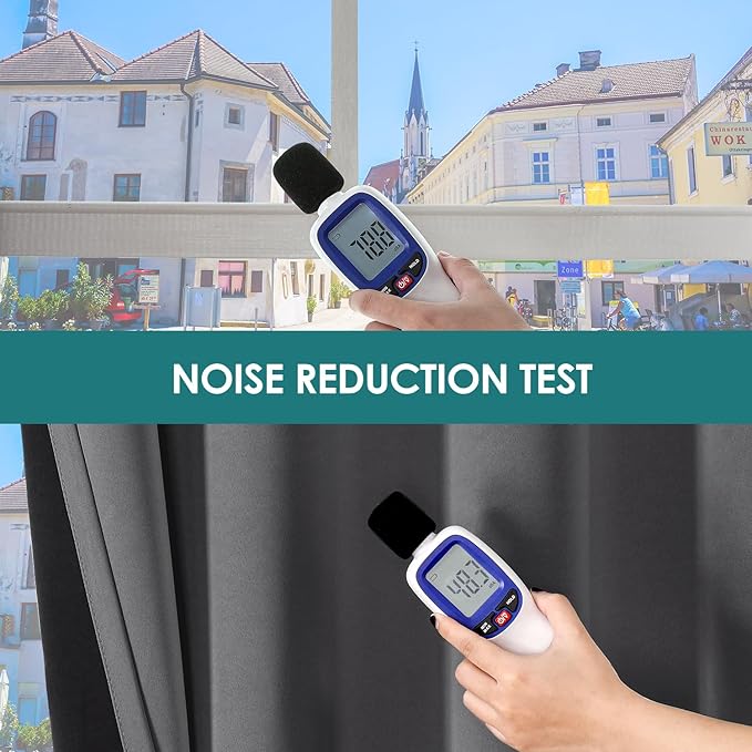 ChrisDowa 100% Blackout Curtains for Bedroom with Black Liner, 2 Thick Layers Total Blackout Thermal Insulated Grommet Window Curtains 2 Panels Set (Grey, 52 x 84 Inch)