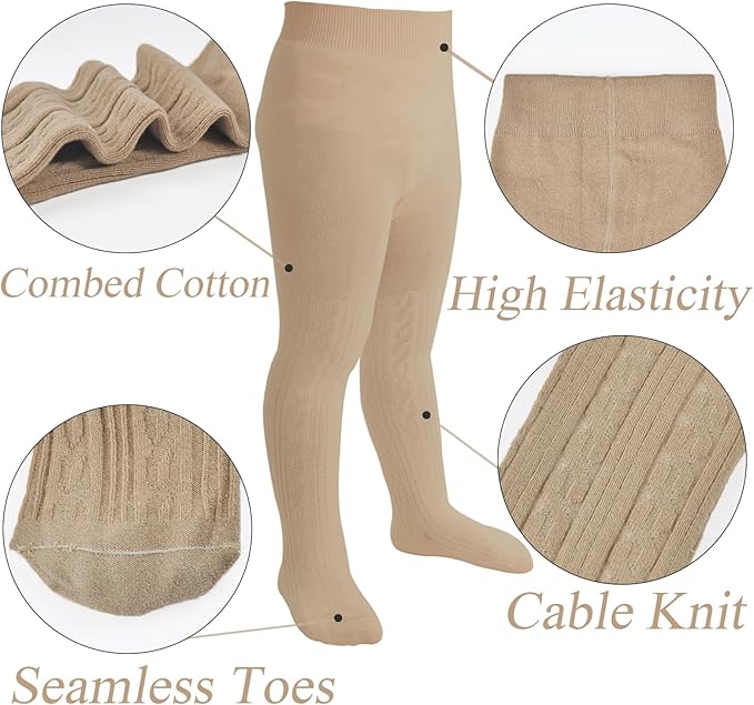 Mini angel Baby Tights Toddler Girl Tights Seamless Cable Knit Leggings Soft Cotton Stockings Pantyhose 3/4/5 Pack