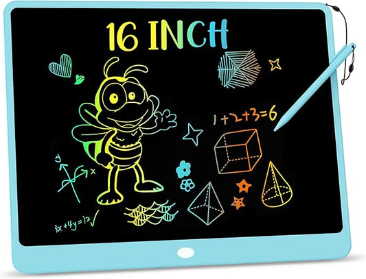 KOKODI LCD Writing Tablet, 16 Inch Colorful Toddler Doodle Board Drawing Tablet, Erasable Reusable Electronic Drawing Pads, Educational and Learning Toy for 3-6 Years Old Boy and Girls