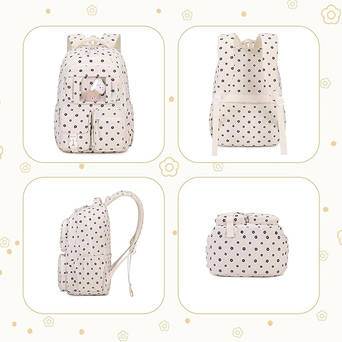 Corduroy Backpack Kids Backpack for Girls School Bags for Middle School Students Book Bag for Elementary Primary Kawaii Ita Backpack, Flower