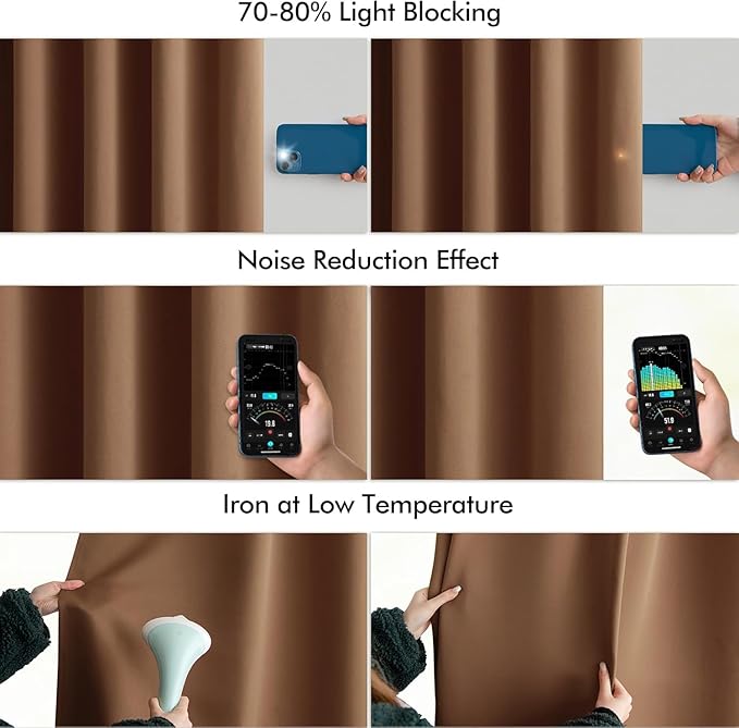 MIULEE Back Tab Blackout Curtains 96 Inch Long 2 Panels Set for Living Room Bedroom, Rod Pocket/Pinch Pleated Long Thermal Insulated Room Darkening Floor to Ceiling Drapes, W52xL96, Cappuccino Brown