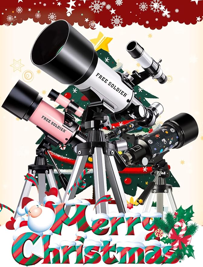 Telescope for Kids Adults Astronomy Beginners Over 8 Years Old, 70mm Aperture Astronomical Refractor Telescopes with Phone Adapter & Wireless Remote, Astronomy Space for Christmas Birthday