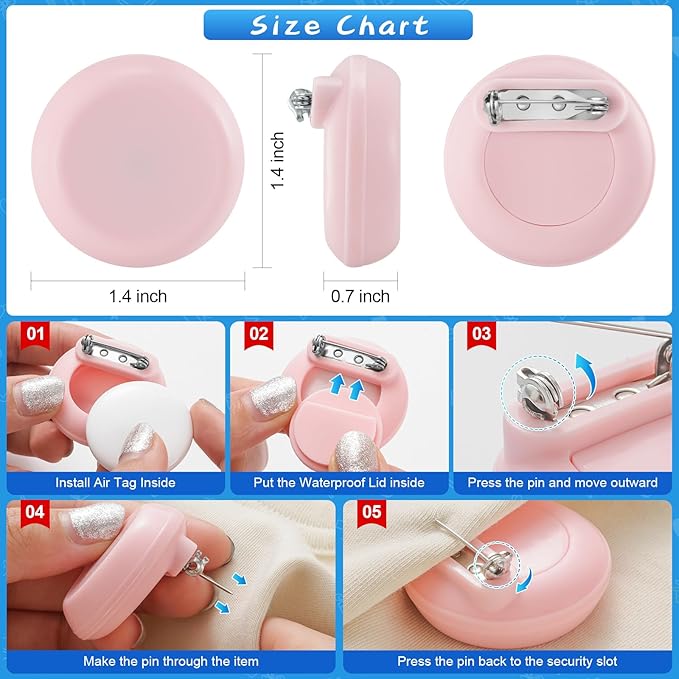 Waterproof Air Tag Holder for Kids, 4 Pack Air Tag Case with Invisible Pin, Soft Silicone Anti-Lost for Apple Air Tag, Used for Children, Elderly, Hidden Inside Clothes,Bag(White/Black/Pink/Navy Blue)