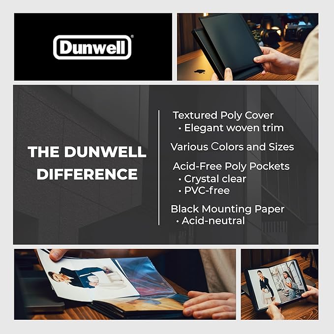 Dunwell Small Photo Album 5x7 (2-Pack, Black), Mounting Paper 5 x 7 Photo & Art Portfolio Presentation Binder, 24 Sleeves Displays 48 Pages, Professional Picture Book for 5x7 Artwork, Postcards