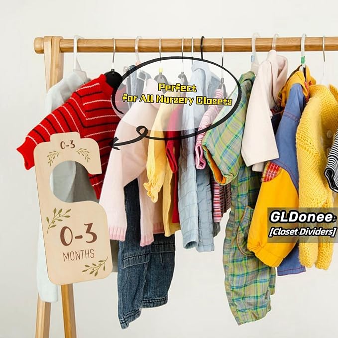 Wooden Baby Closet Dividers for Baby Clothes Organizer Baby Closet Organizer Hangers For Nursery Decor Baby Clothes Dividers For Closet Size Hangers (White)