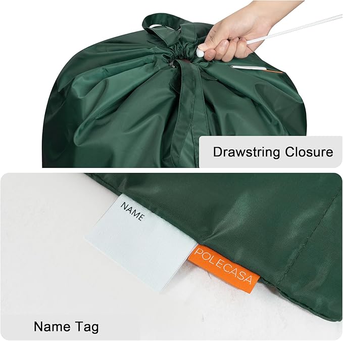 Polecasa Small Heavy Duty Laundry Bag with 130gsm Tear Resistant Fabric and Handles, Easy to Carry Durable Dirty Clothes Drawstring Bag, Perfect for College Dorm, Travel 2 Pack 21”x24”, Green