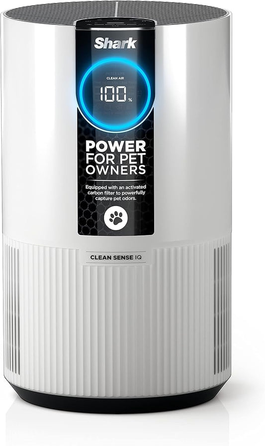 Shark Air Purifier For Home Pets, Allergies, Pet Hair, HEPA Air Filter, 500 Sq Ft, Small Room, Bedroom, Odor Eliminator Clean Sense, Captures 99.98% of Particles, Pet Dander, Fur, Allergens HP102PET