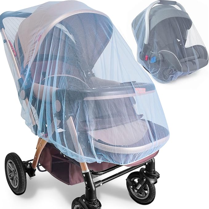 Durable Baby Stroller Mosquito Net (2 Pack) - Perfect Bug Net for Strollers, Bassinets, Cradles, Playards, Pack N Plays and Portable Mini Crib (Blue)