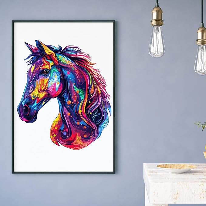 Puzzles for Adults 500 Pieces, Cool Horse Liberty Wooden Jigsaw Puzzles 15.8 * 18.3in, Unique Shape Animal Adult Gifts, Irregular Wood Puzzles Best Gift for Adults Family Game