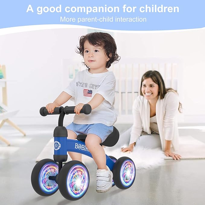 Baby Balance Bike Toys for 12-36 Months Kids Toy Boy and Girls Gifts Toddler Best First Birthday Gift Children Walker No Pedal Infant 4 Wheels Bicycle (Colorful, Blue-Light)