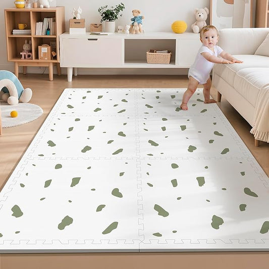 Baby Foam Play Mat-72”x 48” Baby Playmat,6-Piece Interlocking Foam Floor Tiles,Waterproof Crawling Mat,Puzzle Mat for Infants and Toddlers,Non Toxic Play Mat for Baby Tummy Time Mat(Spot)