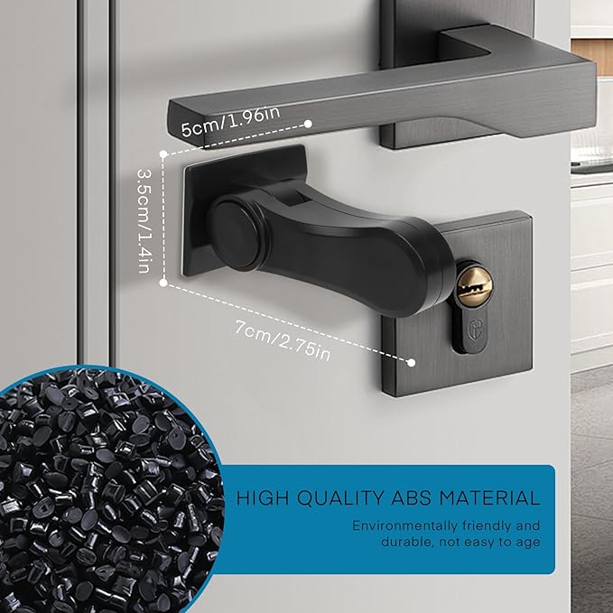 Child Proof Door Lever Lock - 2 Pack - Door Locks for Kids Safety - Door Knob Child Proof - Baby Proofing 3M Adhesive - Door Handle Child Proof - Baby Safety Locks for Toddlers - Black