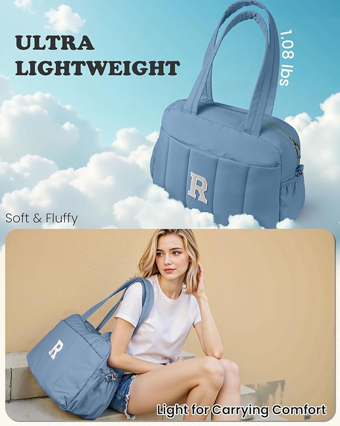 Women Birthday Gifts-Initial Duffle Bag, Yoga Bags for Women，Overnight Bag with Wet Pocket，Lightweight Work Bags Personalized Gym Tote with Makeup Pouch