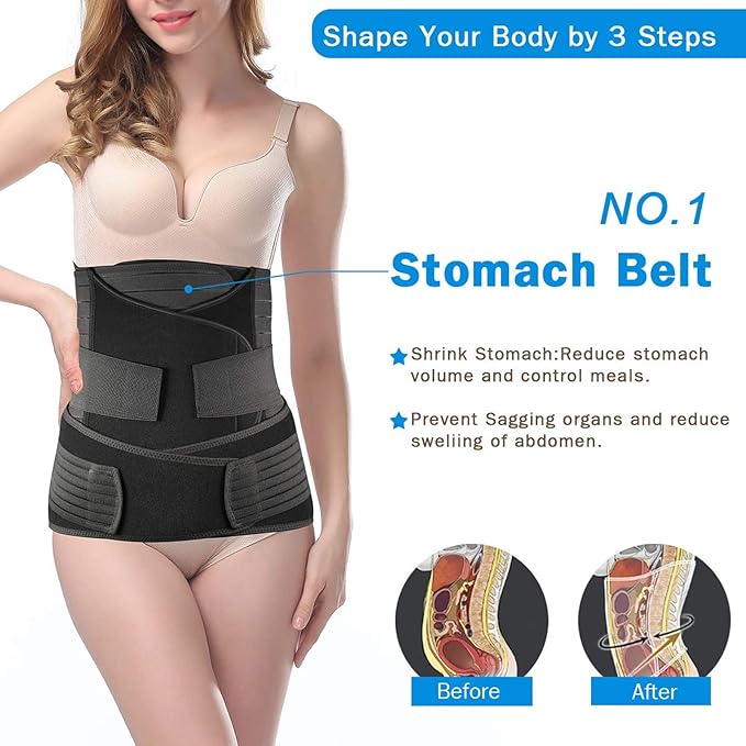 TiRain 3 in 1 Postpartum Belly Support Recovery Belly/Waist/Pelvis Belt C Section Postpartum Belly Wrap Band Corset waist trainer