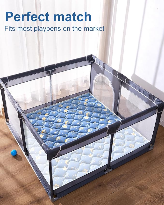 Odorless Premium Foam Baby Play Mat 79" x 63", Soft Microfiber Fabric Crawling Mat for Floor- Comfortable and Hypoallergenic, Non-Slip Cushioned Floor Playpen mat for Infants,Babies,Toddlers