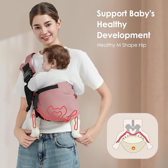 Toddler Sling Carrier, Easy to Wear Baby Carrier Sling 7-40 lbs, Adjustable Lightweight Baby Wrap Sling, Perfect Toddler Hip Carriers One Size Fits All, Pink