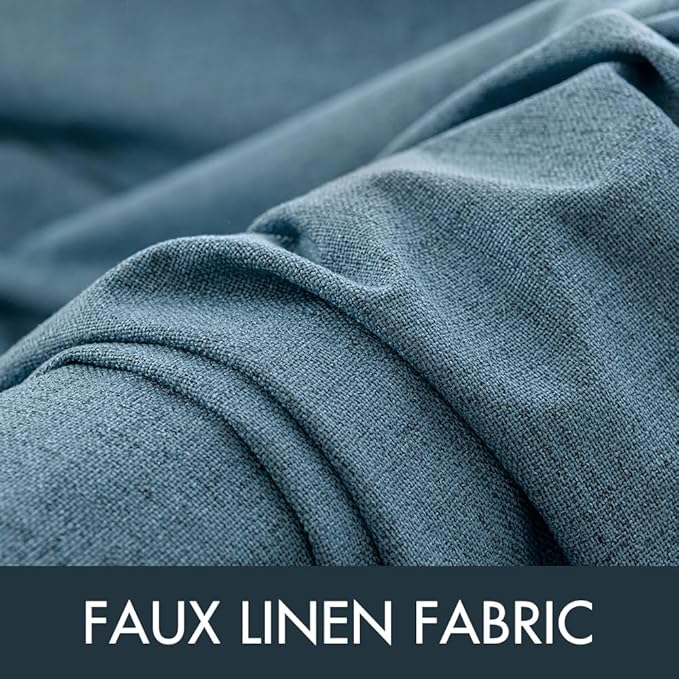 MIULEE Linen Texture Curtains, 2 Panels (Dusty Blue, W52xL84), Blackout, Grommet, Room Darkening, Nursery, Solid, Classic, 2 Count