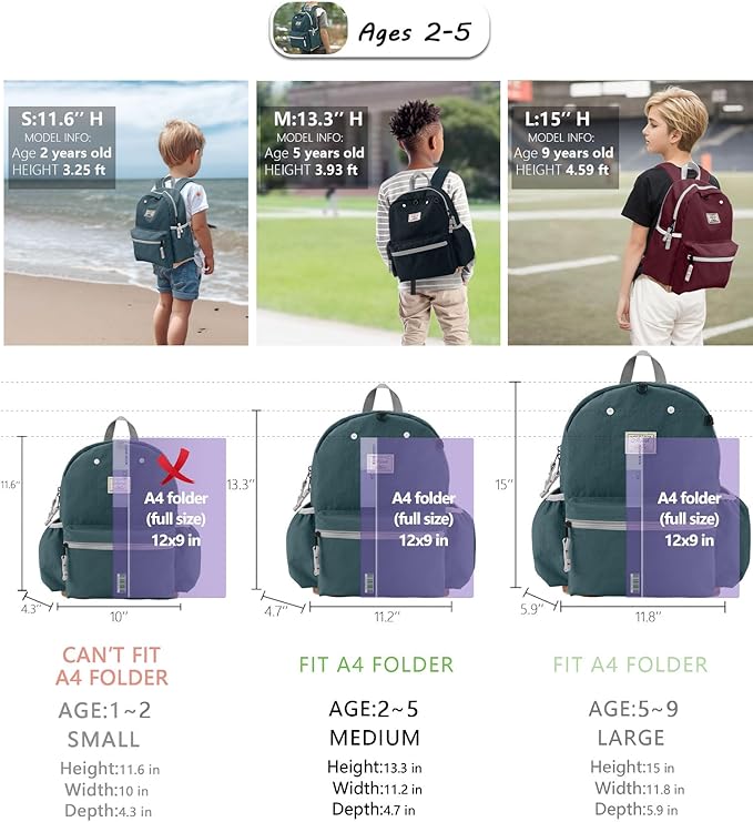 Toddler Backpack for Boys 2-5: Preschool Kindergarten Backpack - 13" Daycare Backpack Fit A4 Folder