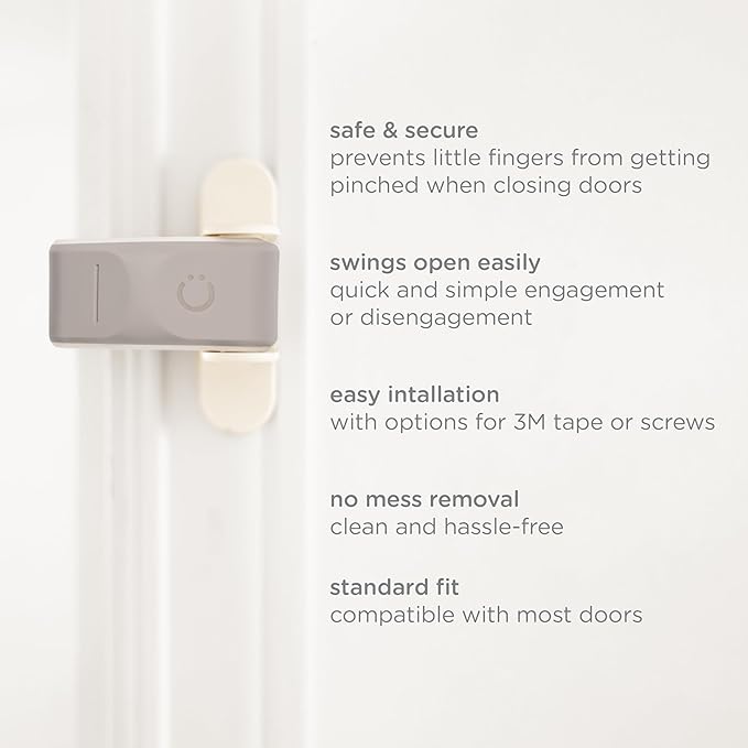 Ubbi Door Pinch Guards, Baby Proof Doors, Child Safety, Baby Finger Protectors, 2 Pack, Taupe