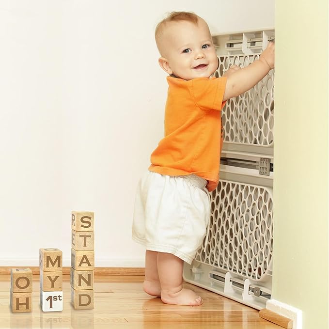 I'm Solid Wood Baby ABC Alphabet Milestone Age Blocks, Personalized Own Name, Gender Neutral, Newborn Gifts & Keepsakes for Picture Props (1.4" / 16 Pcs/Brown)