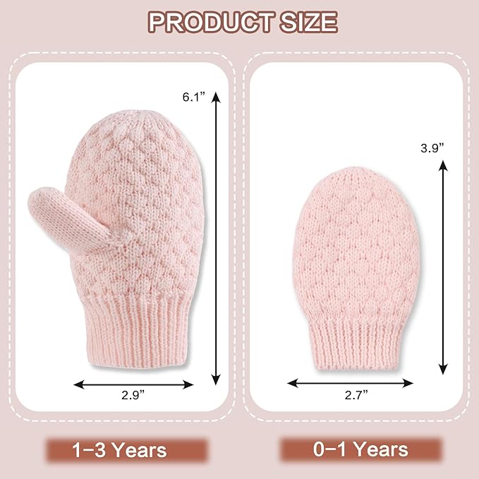 Baby Knit Mittens Toddler Boys Girls Gloves Winter Infant Newborn No Scratch Mitten 0-3 Years