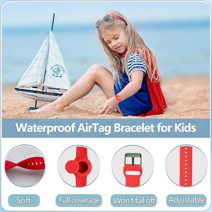 Waterproof Bracelet for AirTag Kids, Personalized Initial Letter Hidden Holder Compatible with Air Tag, Silicone Case for Airtag Adjustable Anti-Lost GPS Tracker for Toddler Child Elder, H