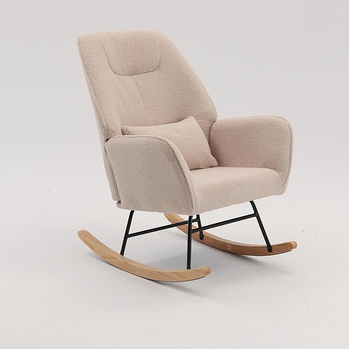 Boucle Accent Chair, Teddy Fabric Home Office Desk Chair No Wheels, Sherpa Furry Modern Dinging Chair, Living Room Bedroom Arm Chair, Girls Vanity Chair, Golden Finished, Light Camel