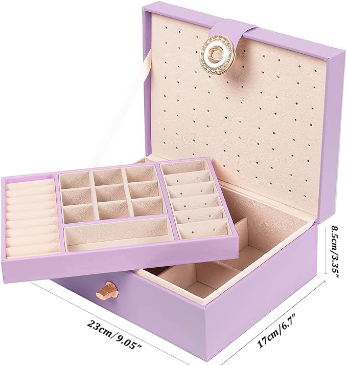 Girls Jewelry Box Earring Holder Organizer for Girls Earring Organizer Teen Jewelry Box Organizer for Girls Purple jewelry Boxes for Earrings Necklaces Rings Stud Earrings Box Organizers Teens