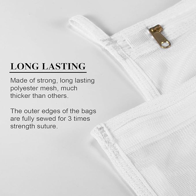 Reusable Mesh Laundry Bags, Delicates Garment Washing Bags for Travel/College, Durable Zipper Closure (2 Large 1 Medium)