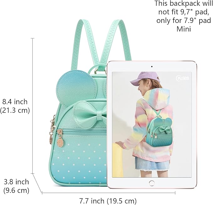 KL928 Girls Bowknot Polka Dot Cute Mini Backpack Small Daypacks Convertible Shoulder Bag Purse for Women