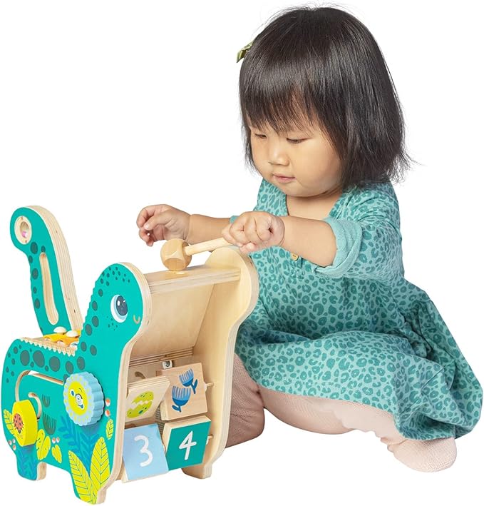 Manhattan Toy Wooden Dinosaur Toddler and Preschool Musical Instrument and Activity Toy with Xylophone, Sawtooth Ridges and Solo Mallet