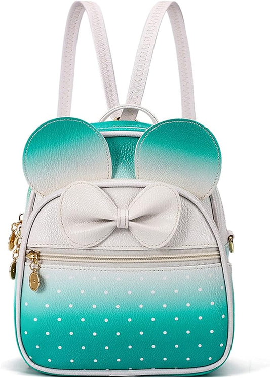 KL928 Girls Bowknot Polka Dot Cute Mini Backpack Small Daypacks Convertible Shoulder Bag Purse for Women