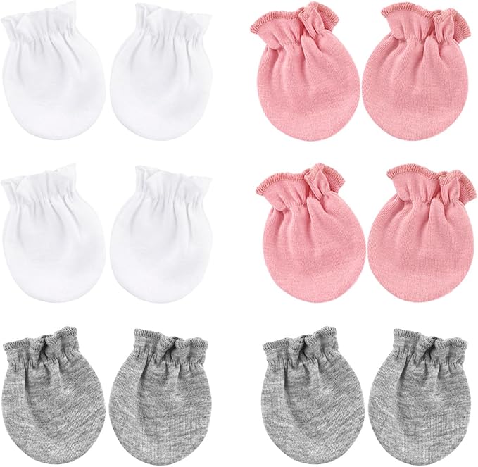 BQUBO Newborn Infant Toddler Mittens No Scratch Cotton Elastic Wrist Gloves Hypoallergenic for 0-6 Months Baby Boys Girls