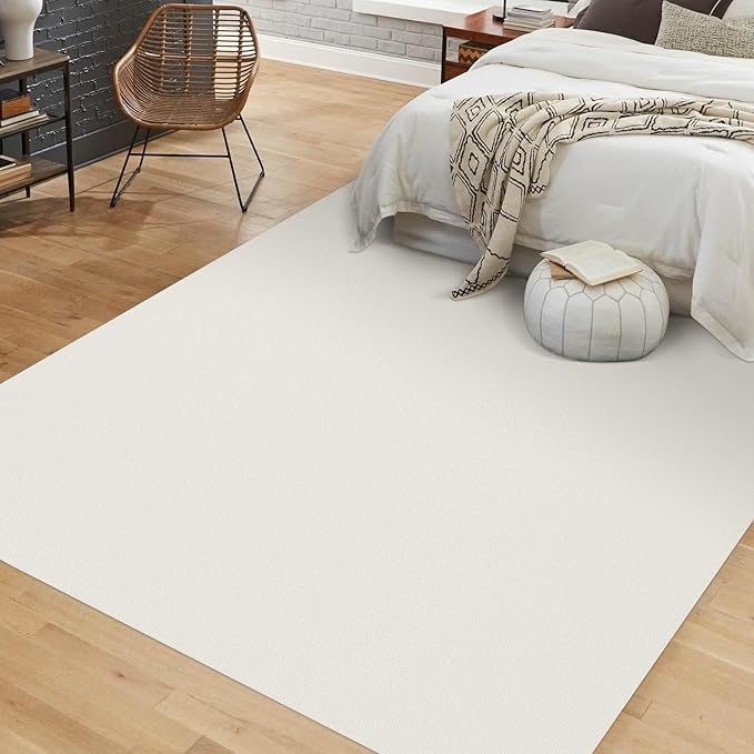Beige Vinyl Floor Mat for Home, 3'×5' Waterproof Area Mat for Lving Room, Bedroom, Under Dining Room Table
