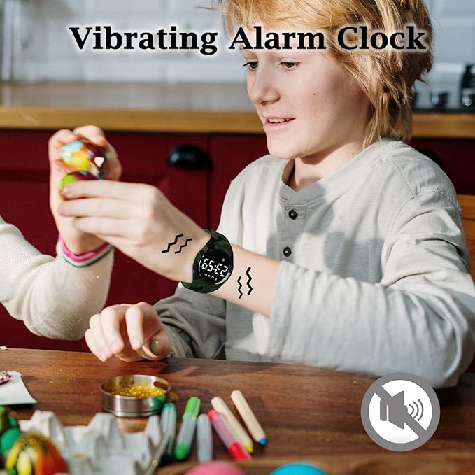 Kids Watches for Girls Boys Digital Sport Watch with Step Counter Pedometer Vibration Alarm Clock, No App Waterproof Fitness Tracker Kids Watch Boys Girls Teens Students Ages 5-16