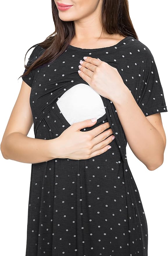 Smallshow Women's Maternity Nursing Dresses Split Long Dress for Breastfeeding