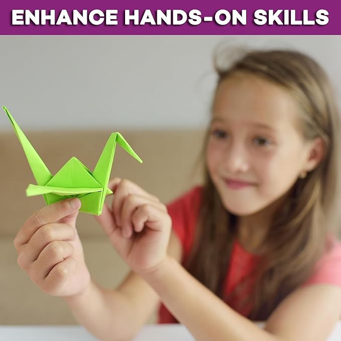 Pinwheel Crafts Origami Paper Kit 50 Projects with 450 Sheets of Colored and Patterned Paper - Easy Origami Kit for Kids Ages 5-8+, Fun Art and Crafts Gift Set for Boys and Girls