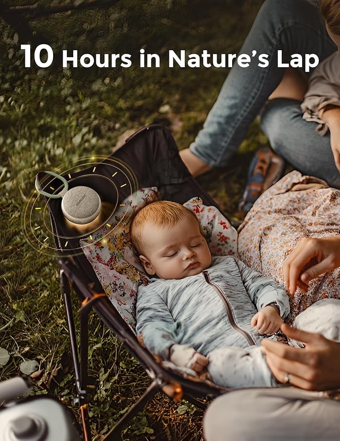 Momcozy Portable Sound Machine with Night Light, White Noise Sound Machine for Baby, 20 Soothing Sounds, Sound Therapy, Long-Lasting Power, Timer, Clips on Stroller, Baby Shower Gifts