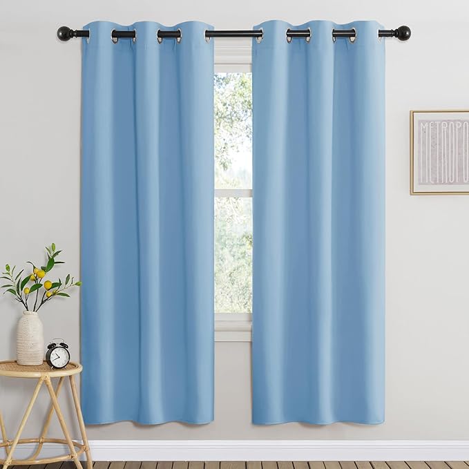 NICETOWN Blackout Window Curtains 72 inches Long, Thermal Insulated Grommet Room Darkening Window Treatments for Bedroom/Living Room, Blue, Set of 2, W37 x L72