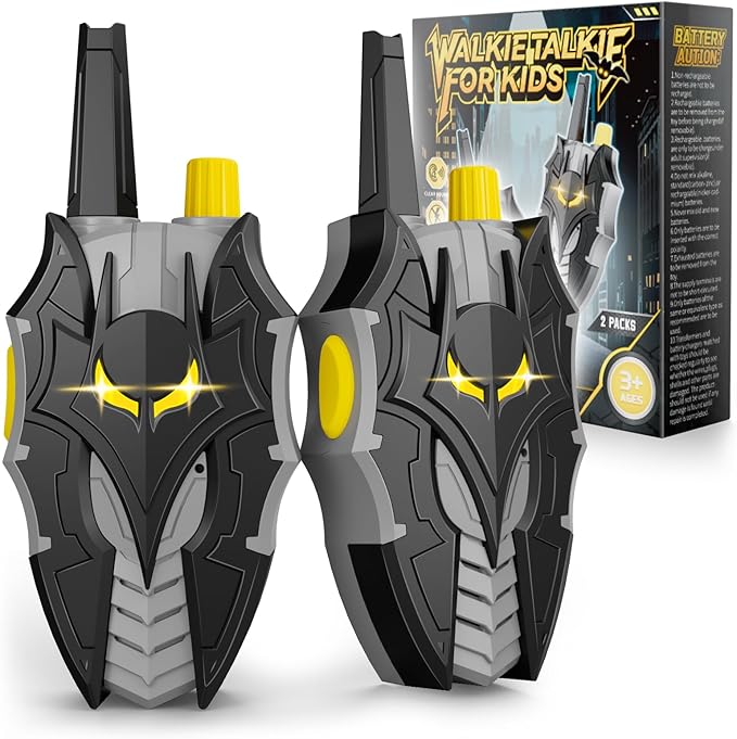 Bat Walkie Talkies for Kids with Flashing Eye Lights, Stealth Spaceship & Winged Dart Design, 2 Pack 2 Way Radio 3-12 Year Old Boy Toys, Outdoor Hiking Toys for Kid 3-5 4-6 6-8 8-10 Boys Birthday Gift