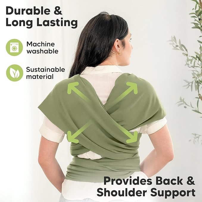 KeaBabies Baby Wrap Carrier - All in 1 Original Baby Carrier Newborn to Toddler Sling, Easy to Wear, Hands Free Bonding, Lightweight, Breathable Infant Wraps (Dusty Olive)