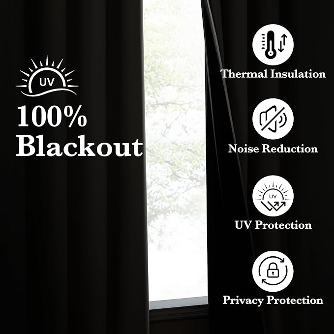 NICETOWN 100% Blackout Curtains 63 inch Length, Grommet Portable Curtains Thermal Insulated Lightweight Window Treatments Privacy for Travel/Bedroom, Dark Grey, W52 x L63, 2 Panels