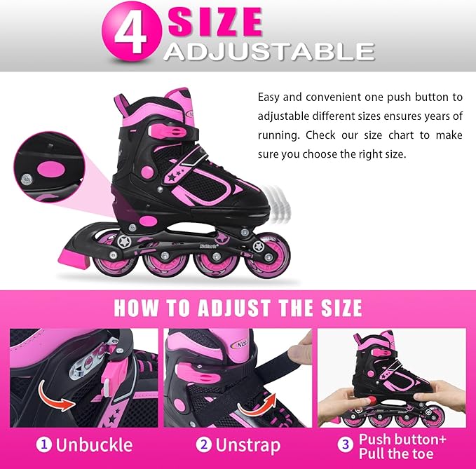 Nattork Blade Roller Skates for Boys with Light Up Wheel, Outdoor & Indoor Illuminating Black Inline Skates for Boys Little Kids Toddler Ages 5-8 4 5 6, Beginners