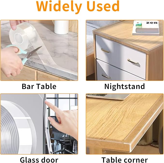 Edge Corner Protector Baby Proofing,Soft Clear Furniture Table Corner Guard & Edge Safety Cabinet Door Bumper,Crib Bumpers,Wall Protector(4Ft x 0.8" W x 0.08" Th)