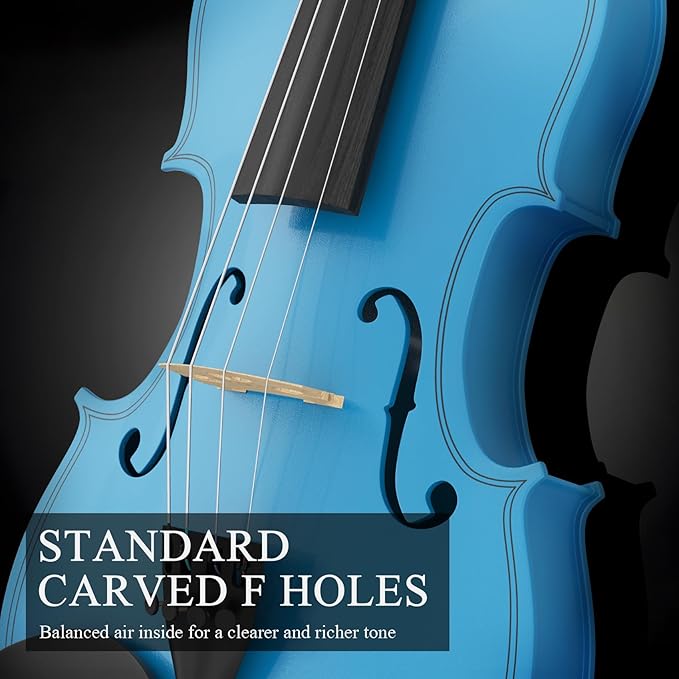 4/4 Beginner Violin Kit for Adults, Complete Full Size Violin Set with Portable Case, Bow, Rosin, Sky Blue
