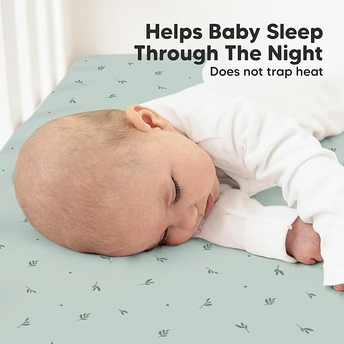 KeaBabies 2-Pack Organic Crib Sheets for Boys, Girls - 52x28 Fitted Crib Mattress Sheet Neutral, Breathable Jersey Cotton Cover for Baby Bed, Toddler Mattress, Soft & Cute Prints (Bunnies)