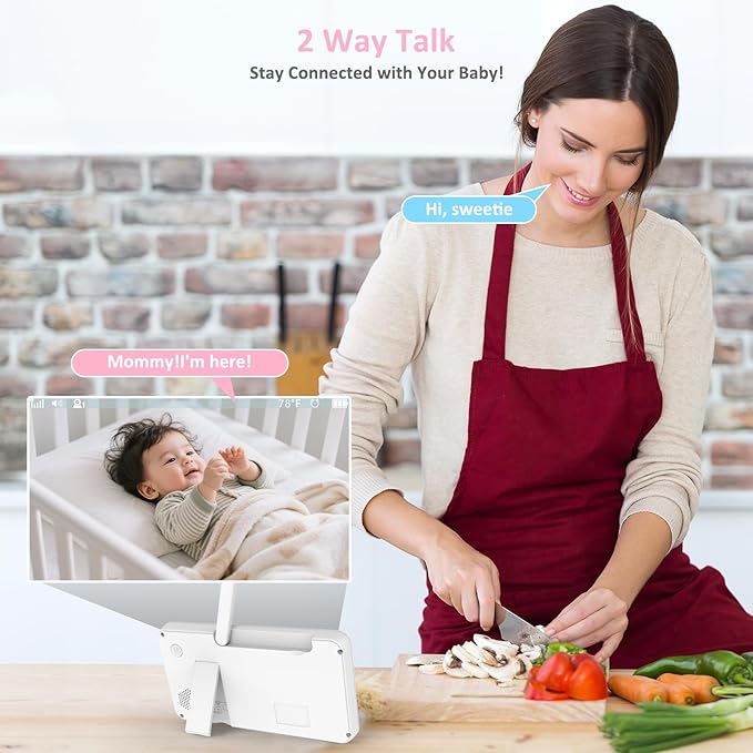 6" Big Screen No WiFi Baby Monitor with 3 Cameras, 1000ft Long Range, 2-Way Talk, 8 Lullabies, ECO Mode, Infrared Night Vision, 150 Languages, Perfect Baby Shower,Baby Register Gift